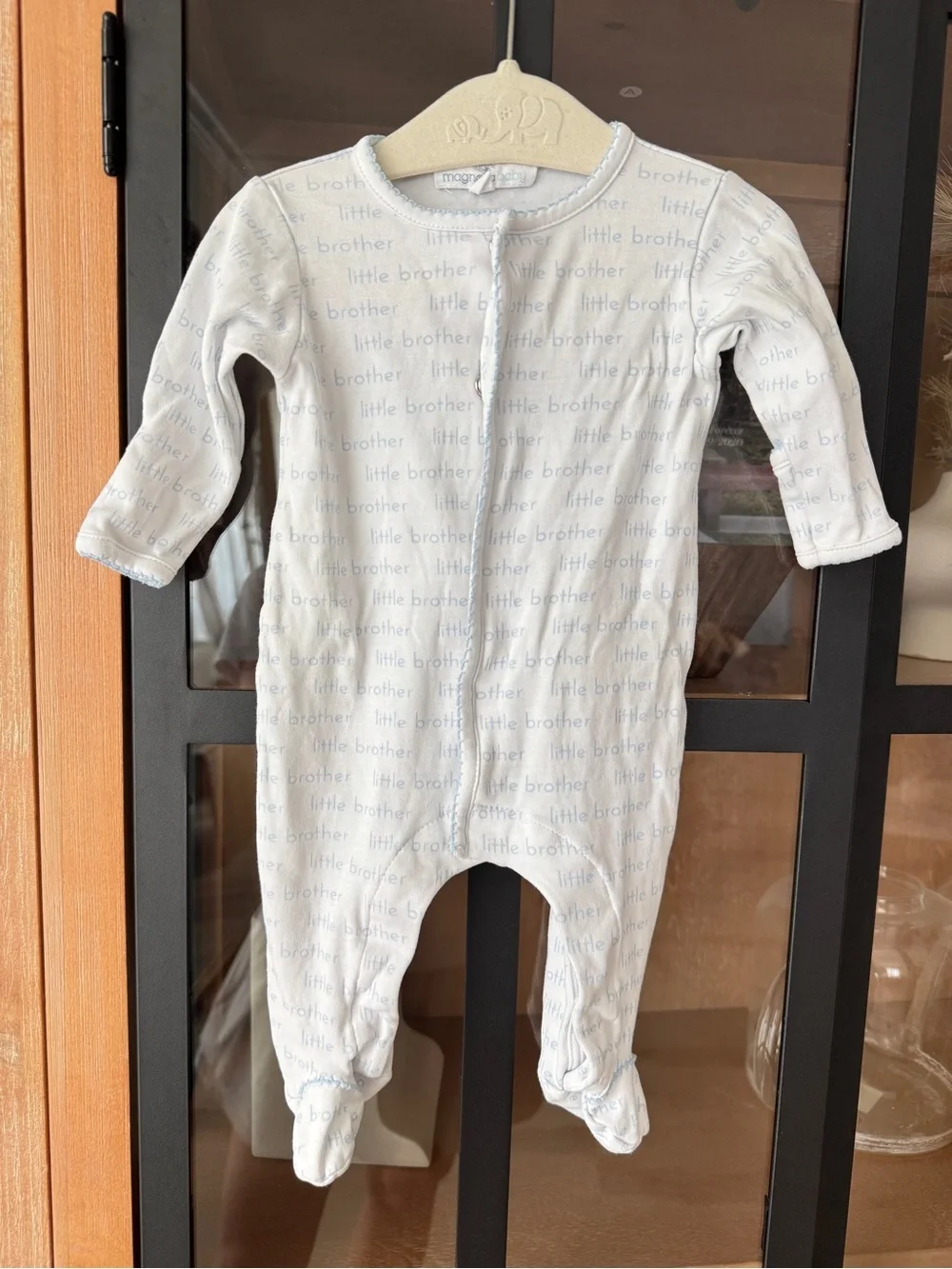 Magnolia Baby little brother footies newborn boy pima cotton snaps mittens
